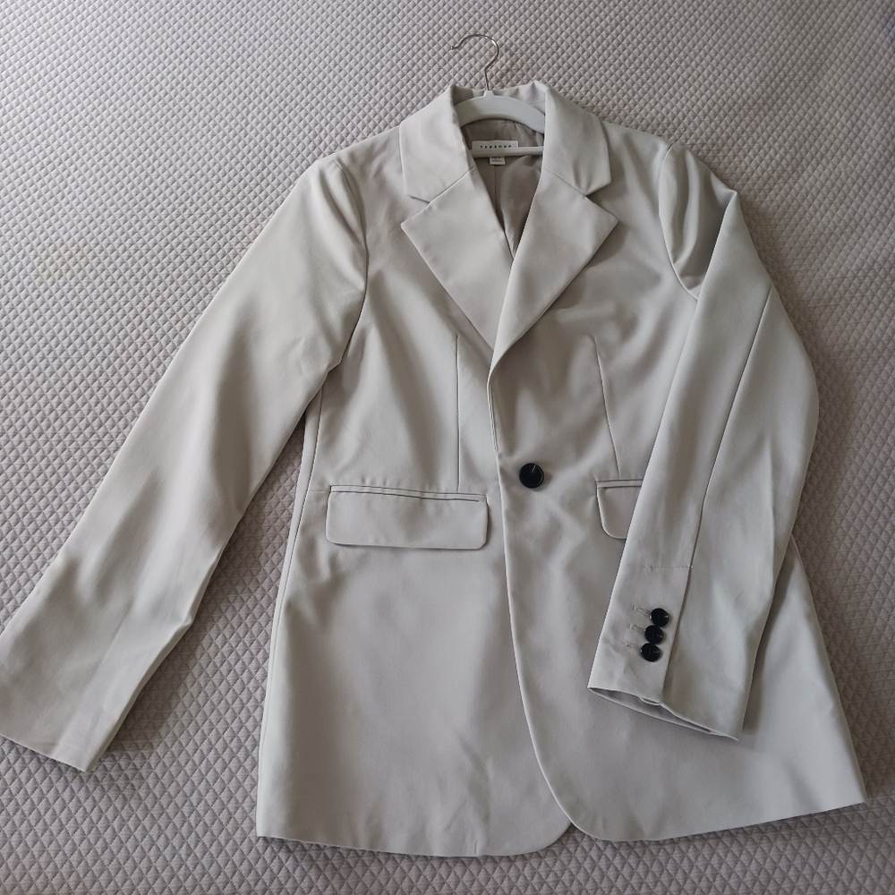 Topshop Cream Single-Button Blazer